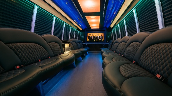 Interior of Charter Bus Company Pittsburg's 20 Passenger Party Bus in Pittsburg