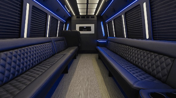 Interior of Charter Bus Company Pittsburg's 25 Passenger Party Bus in Pittsburg