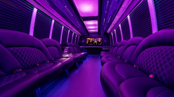 Interior of Fairfield Party Bus Company's 28 Passenger Party Bus in Fairfield