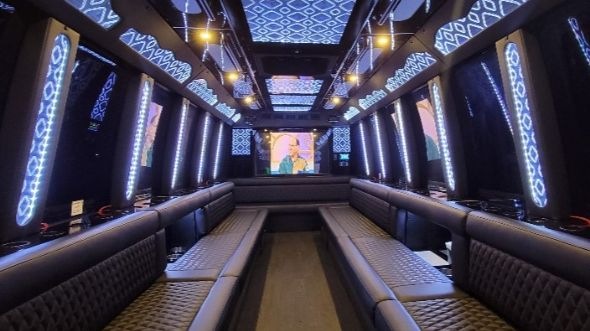 Interior of Charter Bus Company Oakland's 30 Passenger Party Bus in Oakland