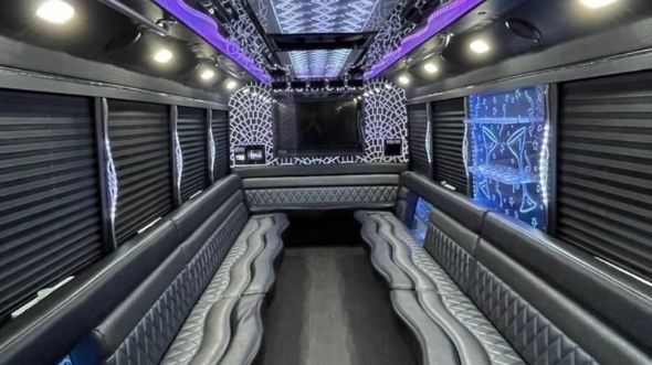 Interior of Charter Bus Company Vallejo's 50 Passenger Party Bus in Vallejo